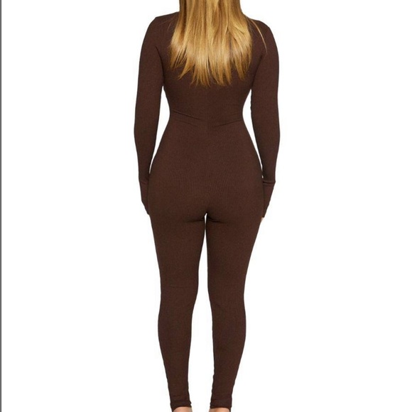 Naked Wardrobe Snatched In Jumpsuit in Dark Chocolate - Picture 3 of 3